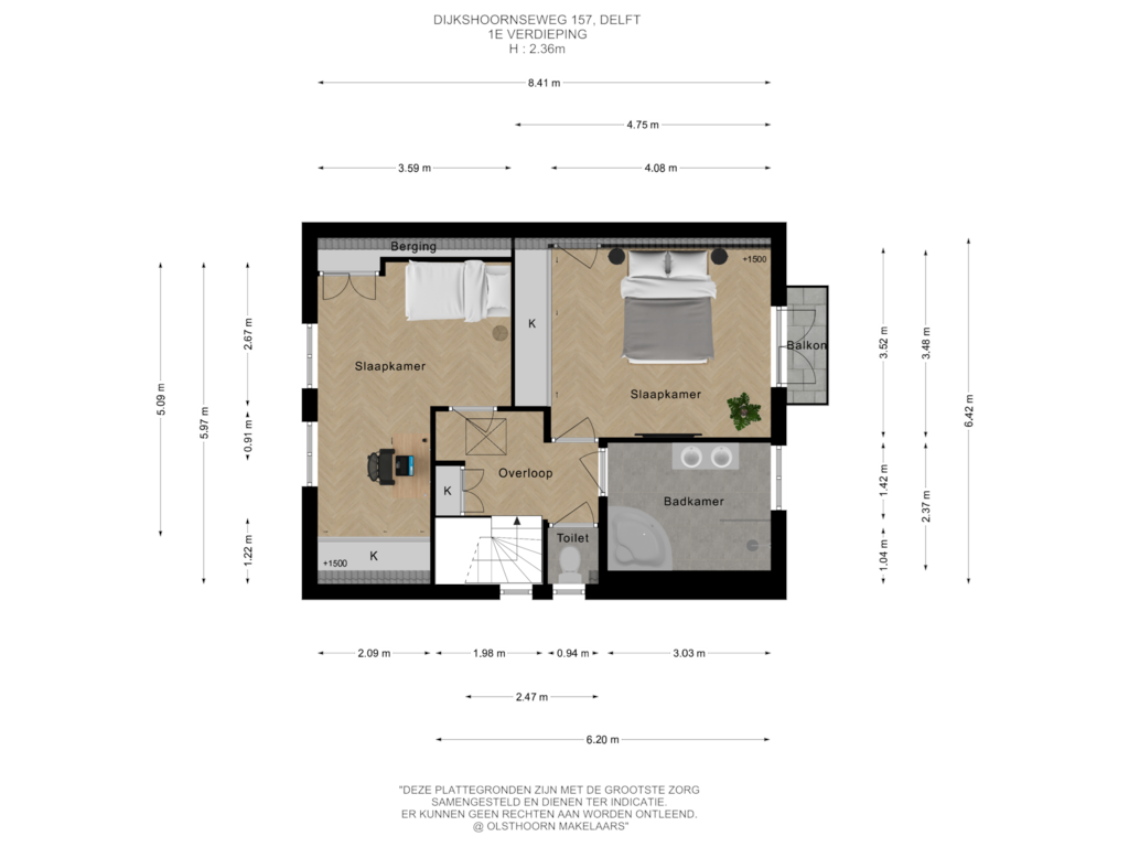 View floorplan of 1e verdieping of Dijkshoornseweg 157