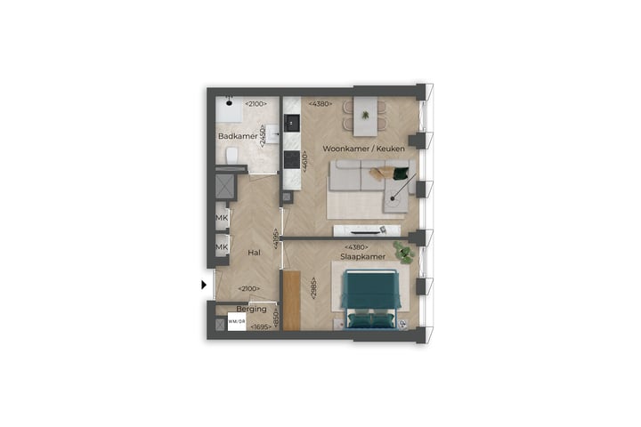 Bekijk foto 10 van Type M1 - 2-kamer appartement (Bouwnr. P32)