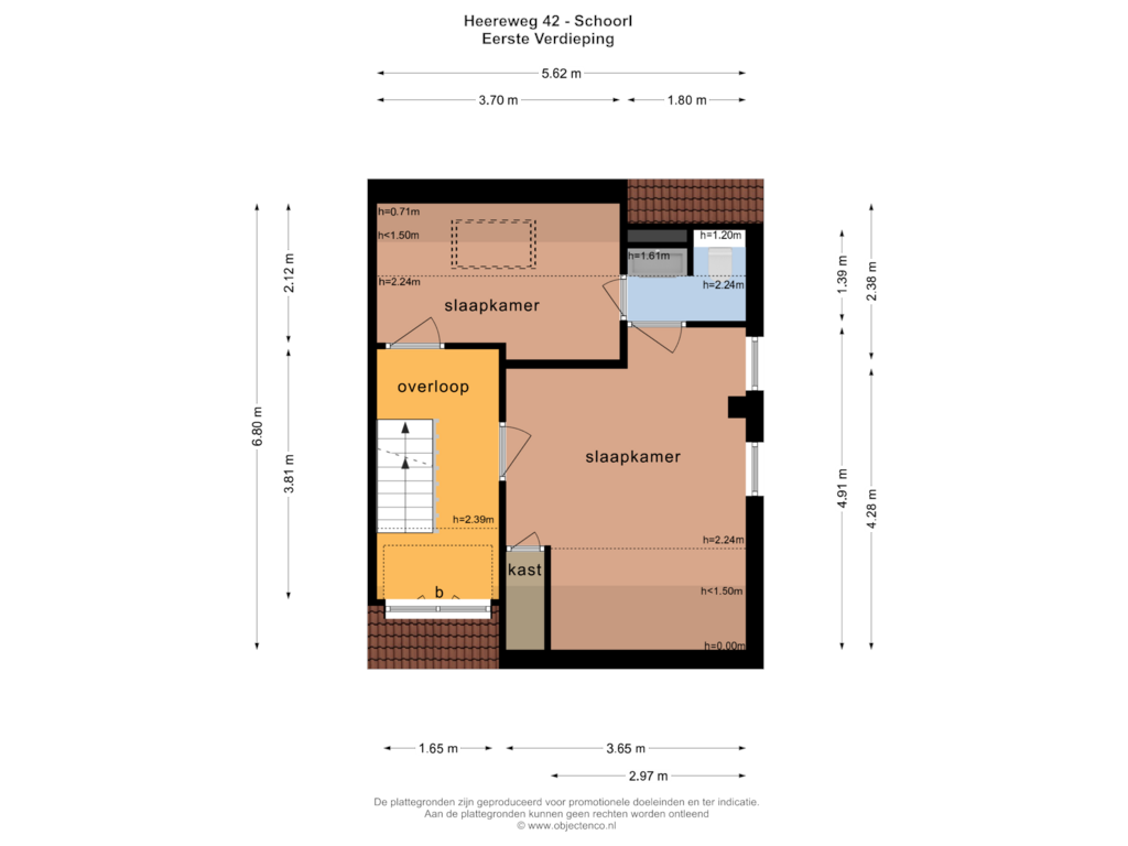 View floorplan of EERSTE VERDIEPING of Heereweg 42