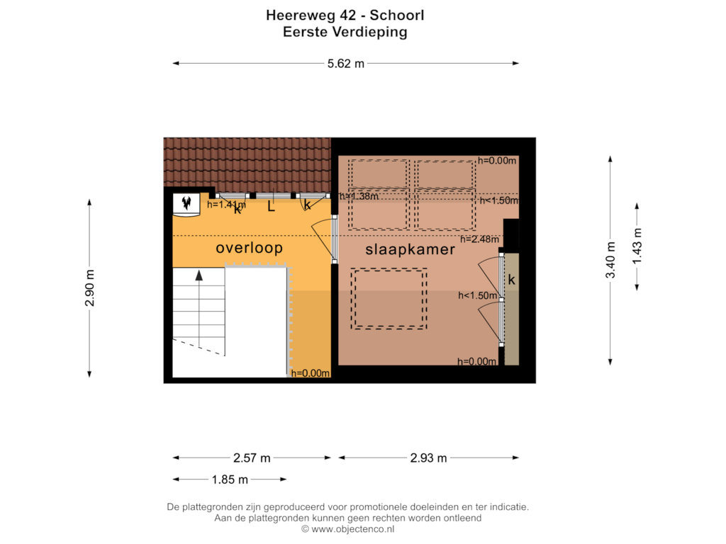 View floorplan of TWEEDE VERDIEPING of Heereweg 42