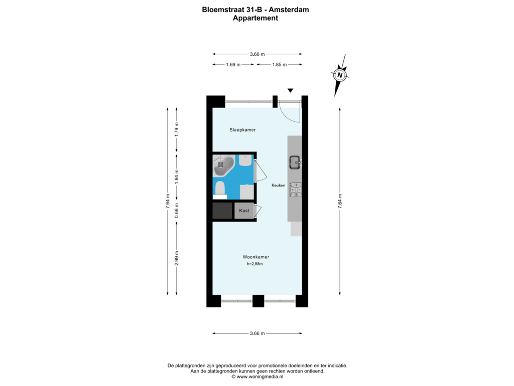 View floorplan of Appartement of Bloemstraat 31-B