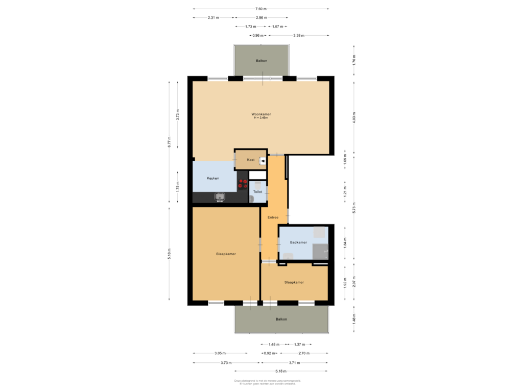 Bekijk plattegrond van Appartement van Markt 7-B