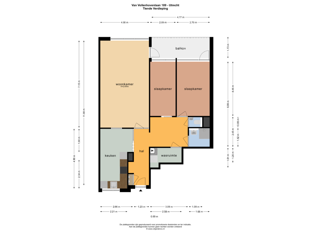 Bekijk plattegrond van TIENDE VERDIEPING van Van Vollenhovenlaan 189