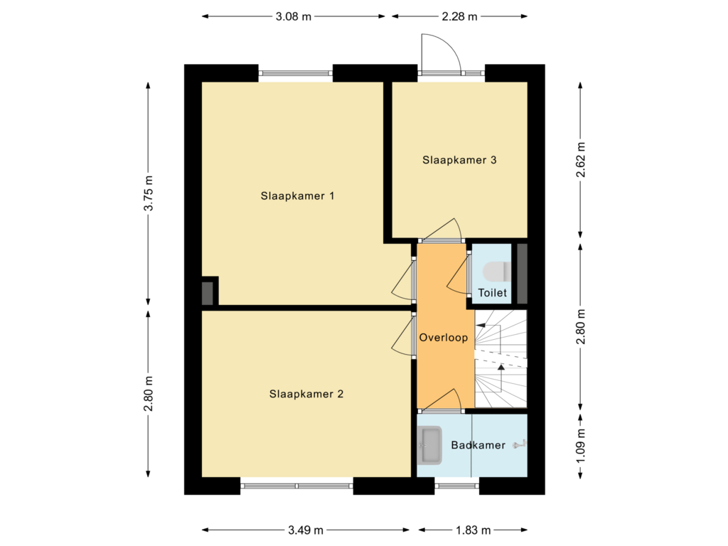 Bekijk plattegrond van Eerste verdieping van Prinses Irenestraat 13