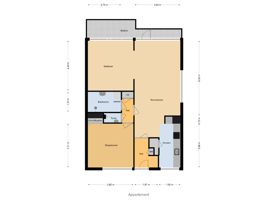 Bekijk plattegrond van Appartement van Valkenstede 18