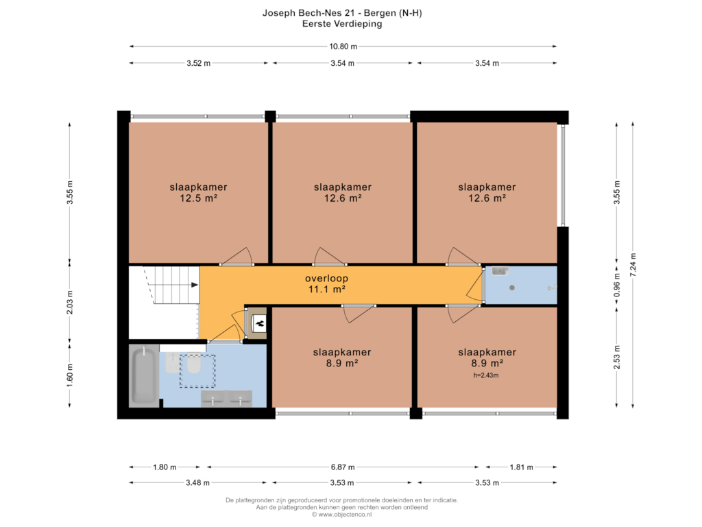 Bekijk plattegrond van EERSTE VERDIEPING van Joseph Bech-Nes 21