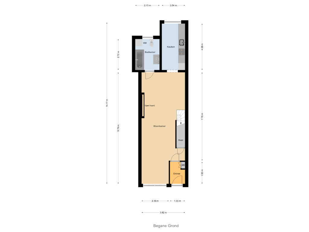 View floorplan of Begane Grond of Lange St. Janstraat 9