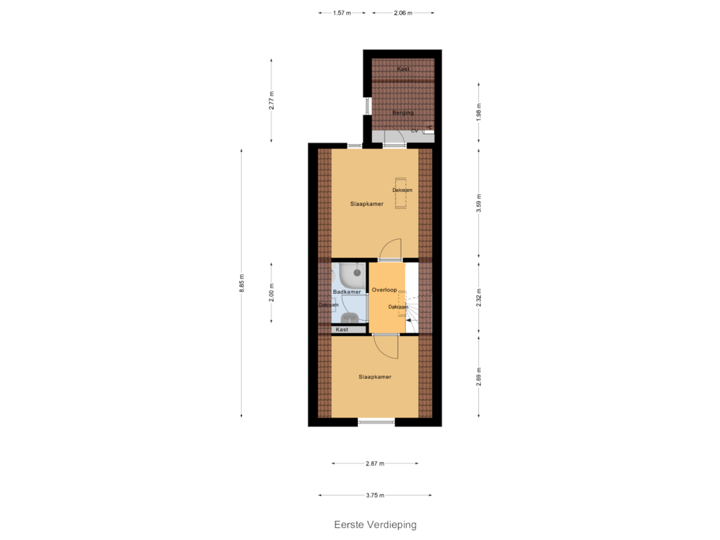 View floorplan of Eerste Verdieping of Lange St. Janstraat 9