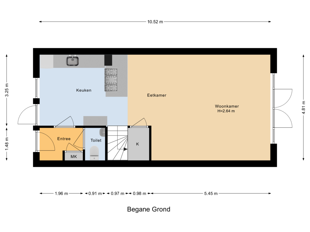 View floorplan of Begane Grond of Van Haersolteweg 36