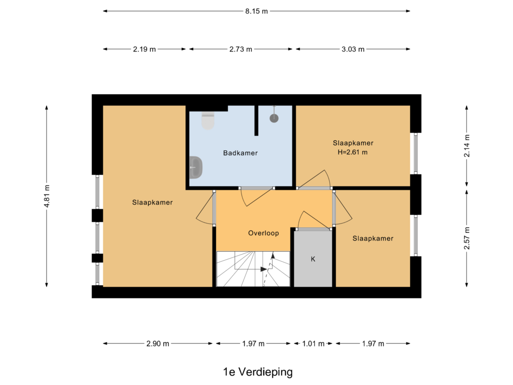 View floorplan of 1e Verdieping of Van Haersolteweg 36