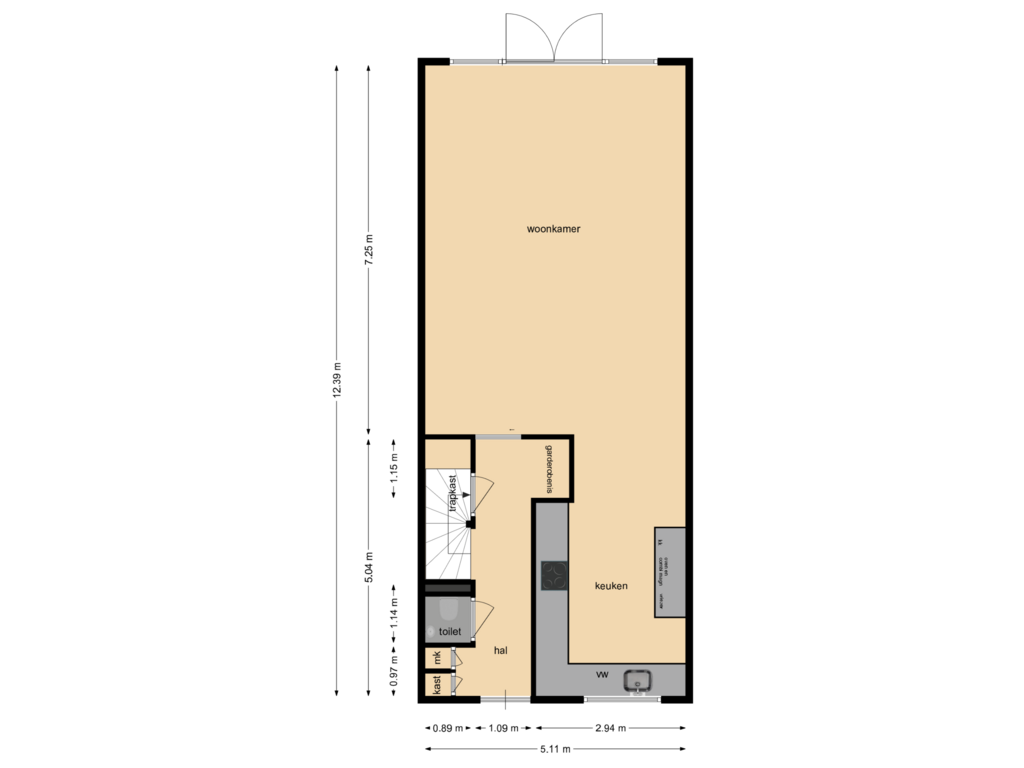 Bekijk plattegrond van begane grond van Bloemendaalstraat 22