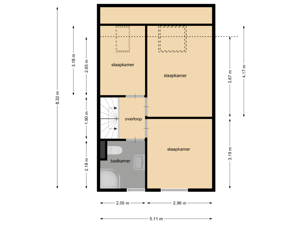 Bekijk plattegrond van 1e verdieping van Bloemendaalstraat 22