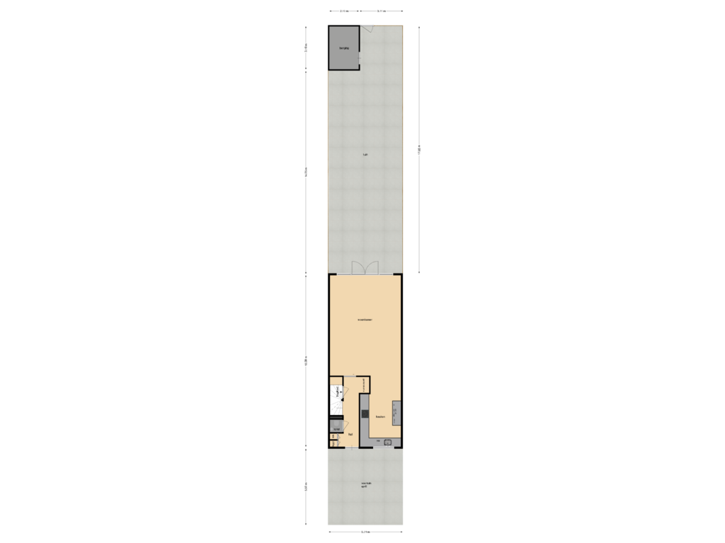 Bekijk plattegrond van begane grond met tuin van Bloemendaalstraat 22