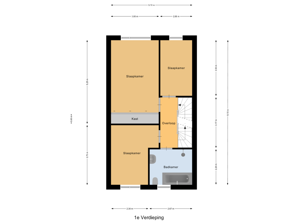 Bekijk plattegrond van 1e Verdieping van Pinksterbloemstraat 21