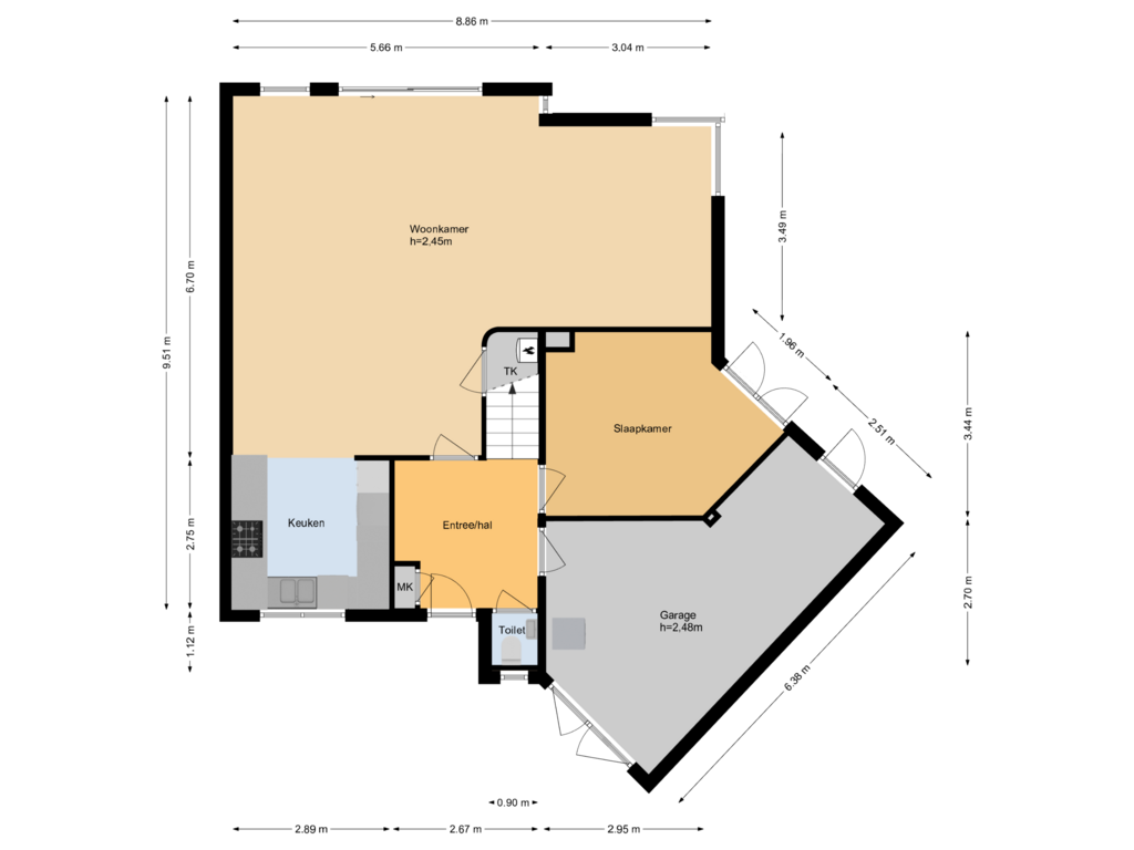 Bekijk plattegrond van Begane grond van Kamillegaarde 10