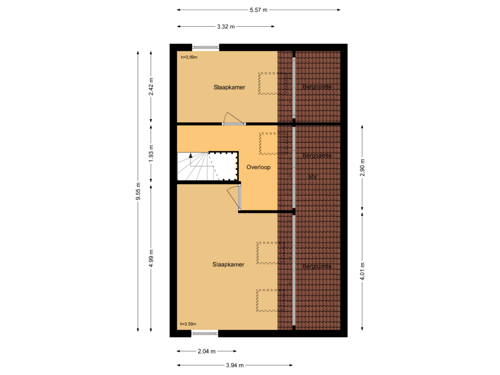 Bekijk plattegrond van 2e Verdieping van Kamillegaarde 10