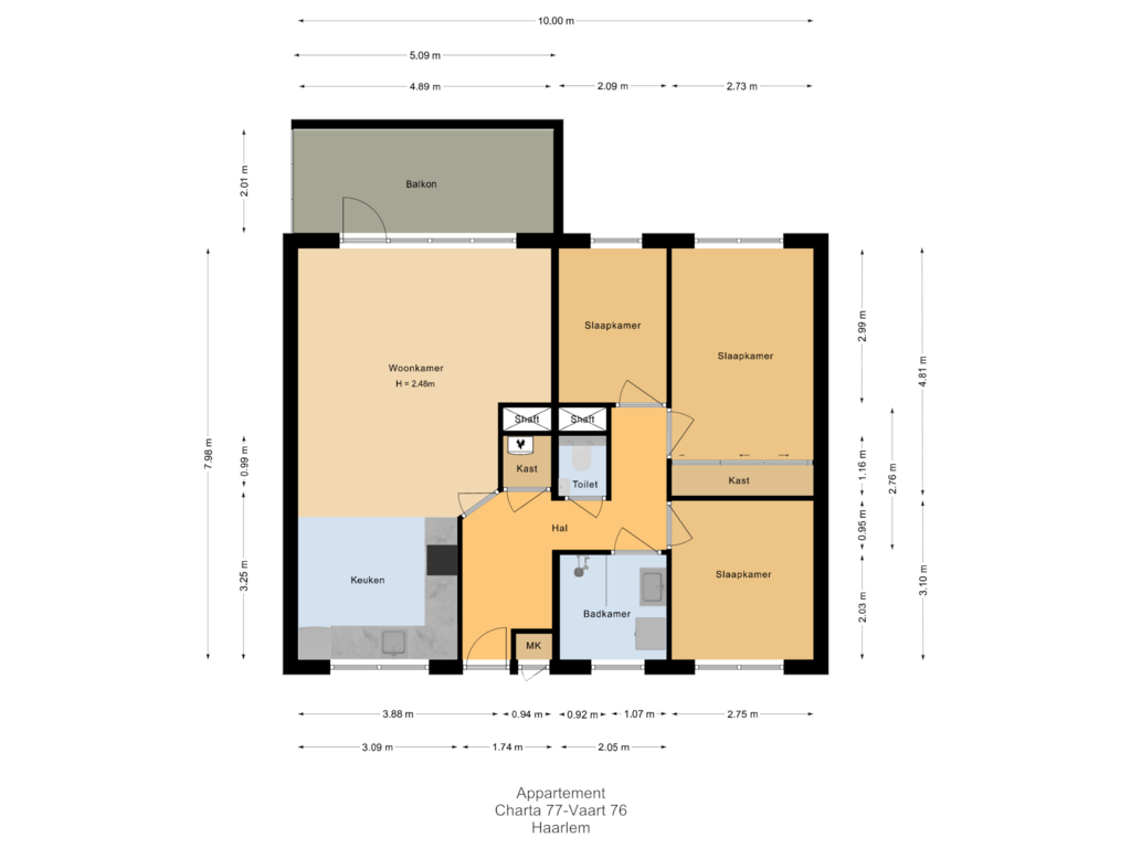 View floorplan of Appartement of Charta 77-Vaart 76