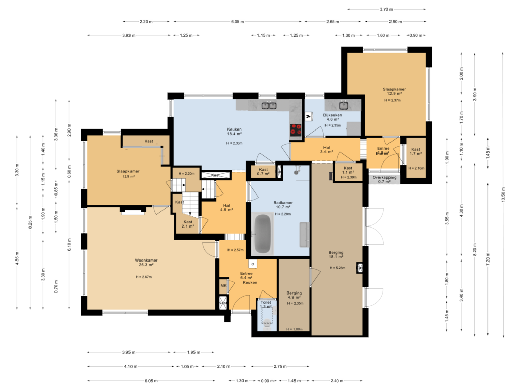 Bekijk plattegrond van Begane grond van Torenlaan 28