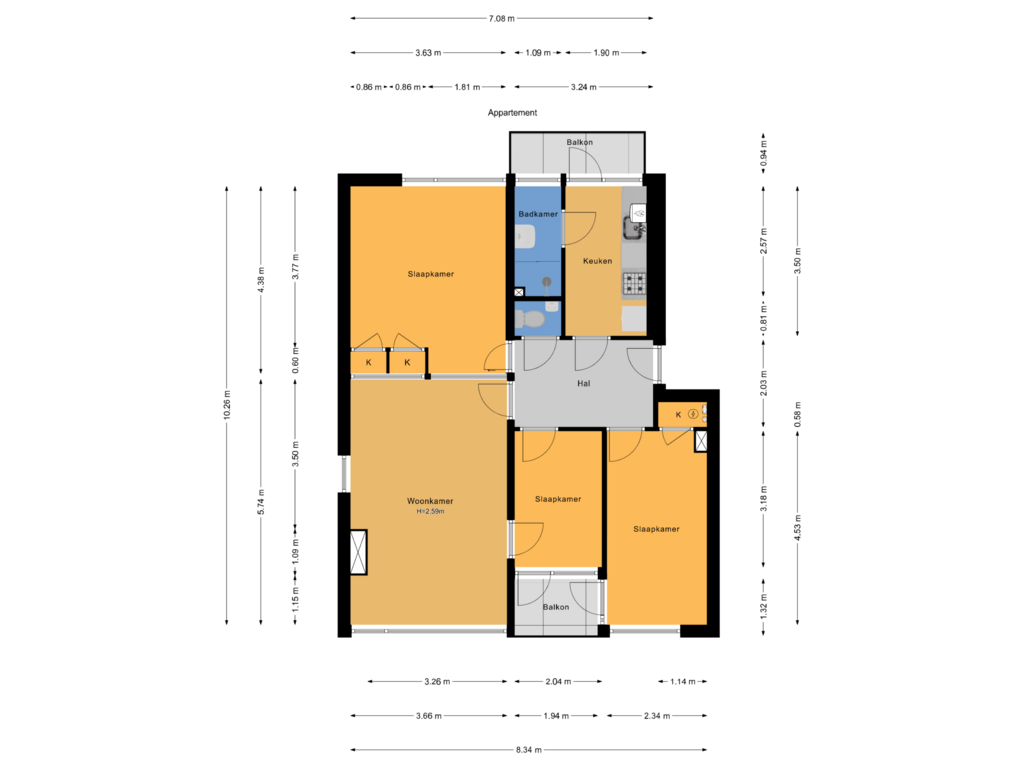 View floorplan of Appartement of Anthonie van Dijcklaan 57