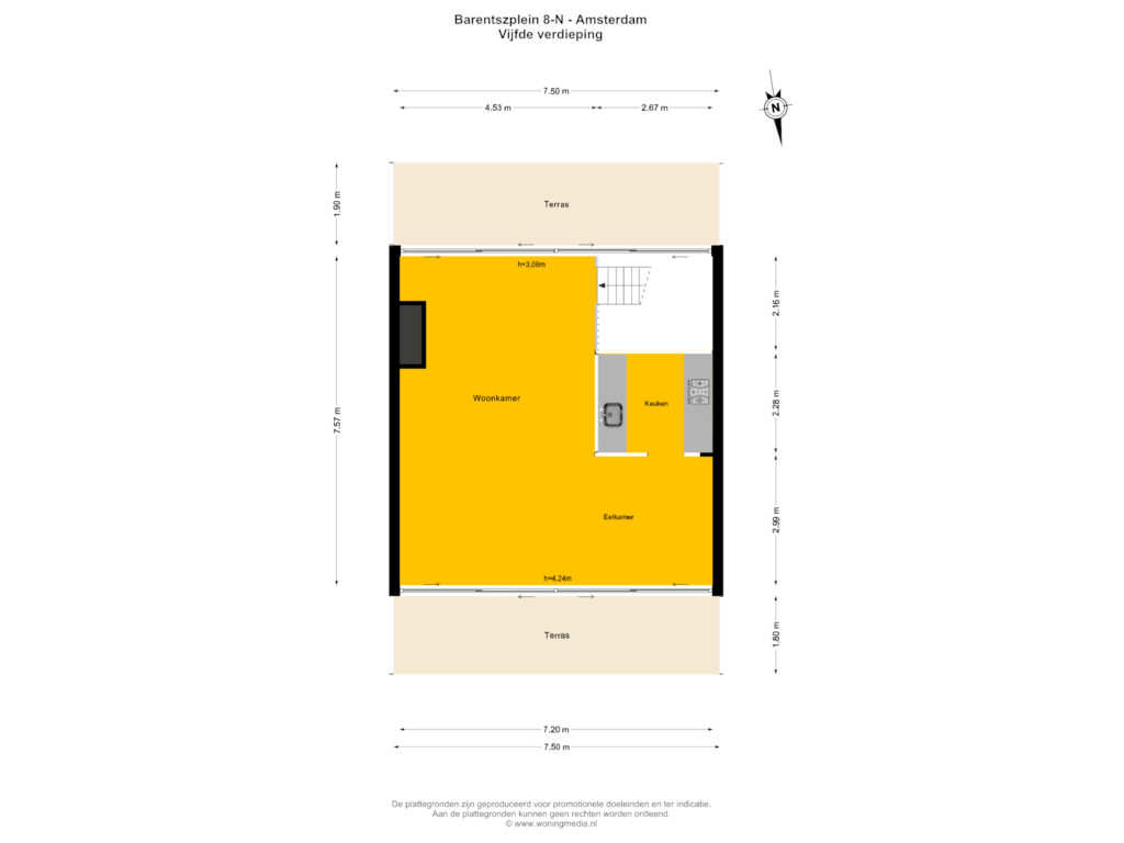 Bekijk plattegrond van 5e_verd van Barentszplein 8-N