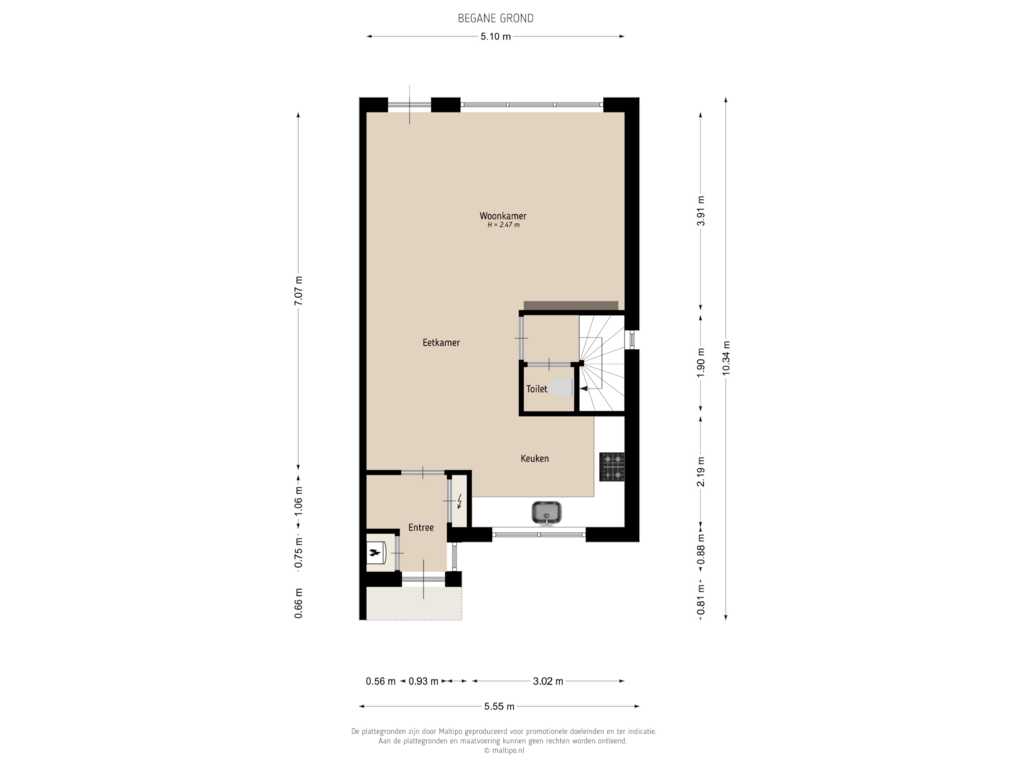 Bekijk plattegrond van Begane grond van Marga Klompéstraat 115