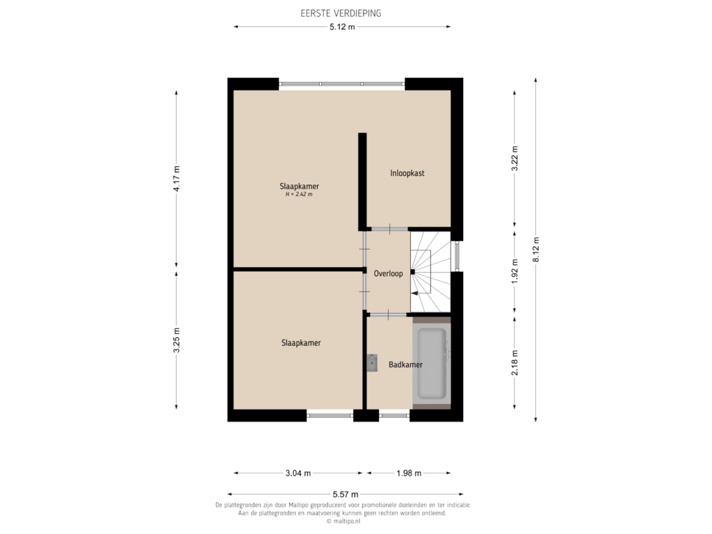 Bekijk plattegrond van Eerste verdieping van Marga Klompéstraat 115