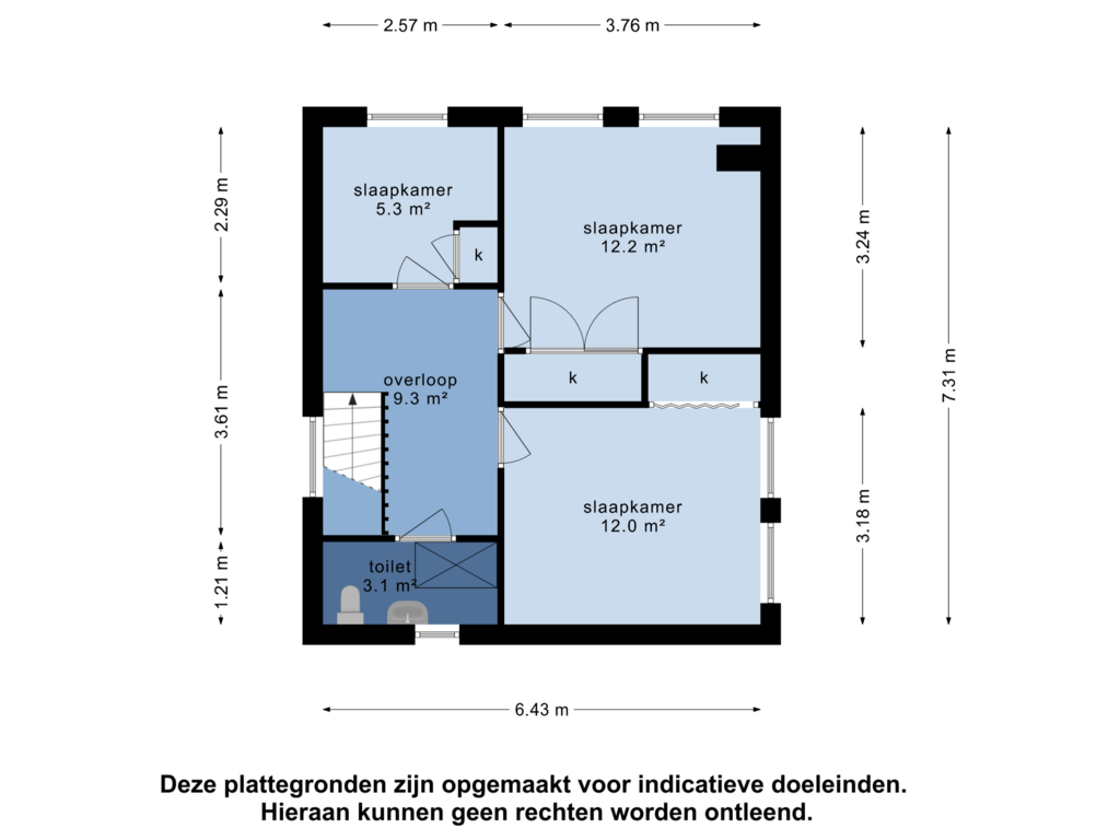 View floorplan of 1e verdieping of Oosterseveldweg 4