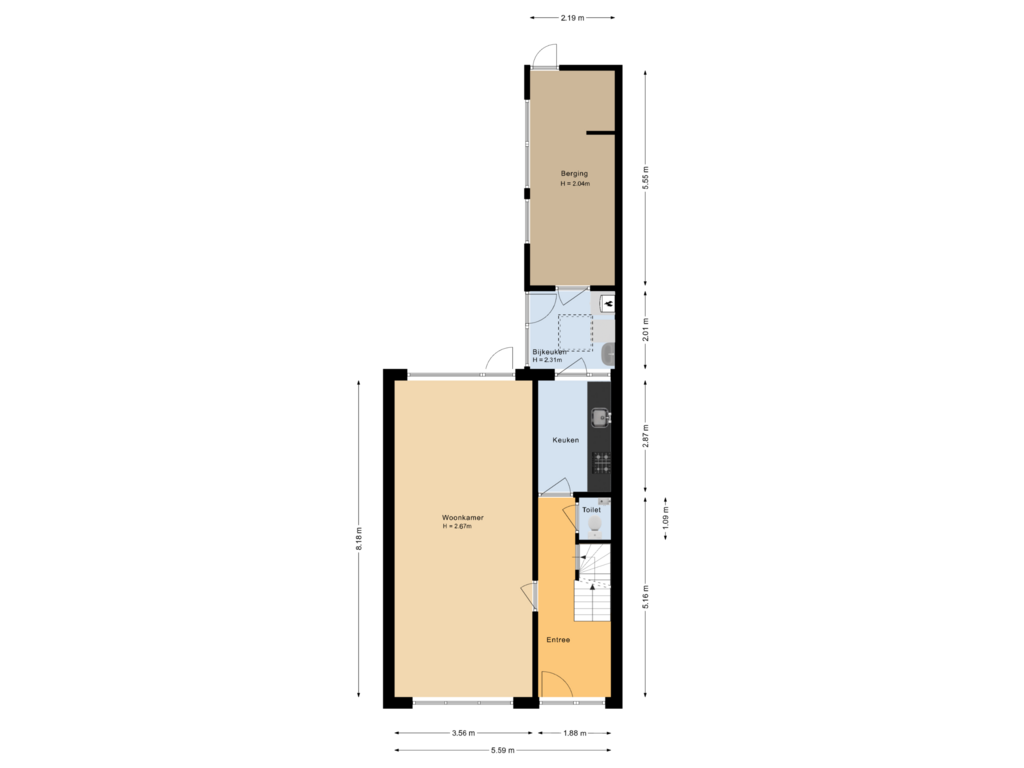 View floorplan of Begane grond of Diezerenk 32