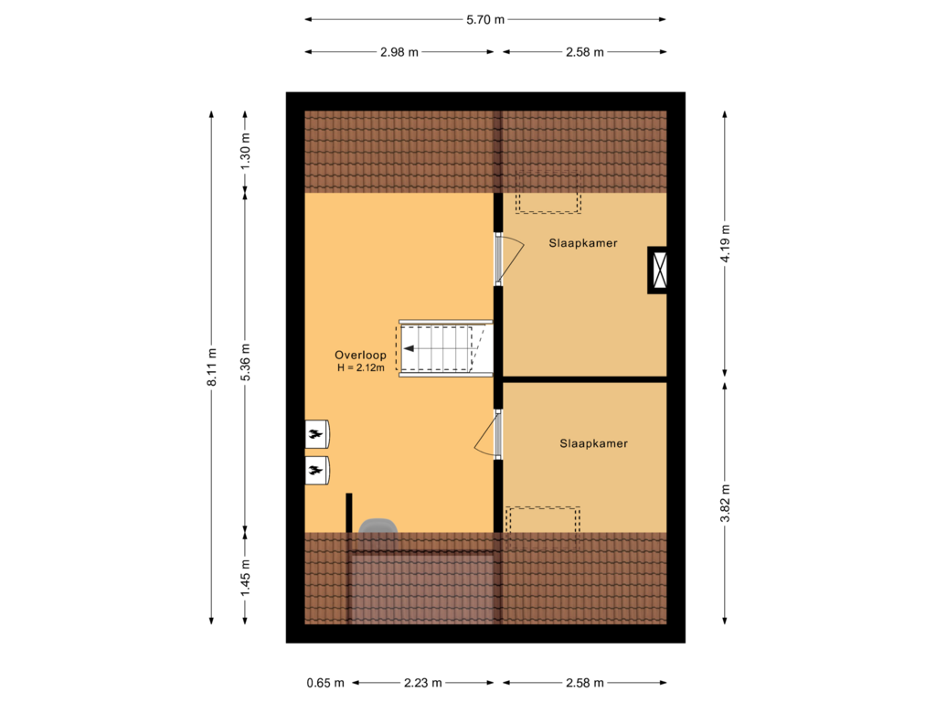 View floorplan of Tweede verdieping of Diezerenk 32