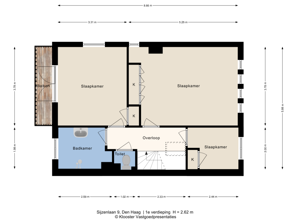 View floorplan of 1e verdieping of Sijzenlaan 9