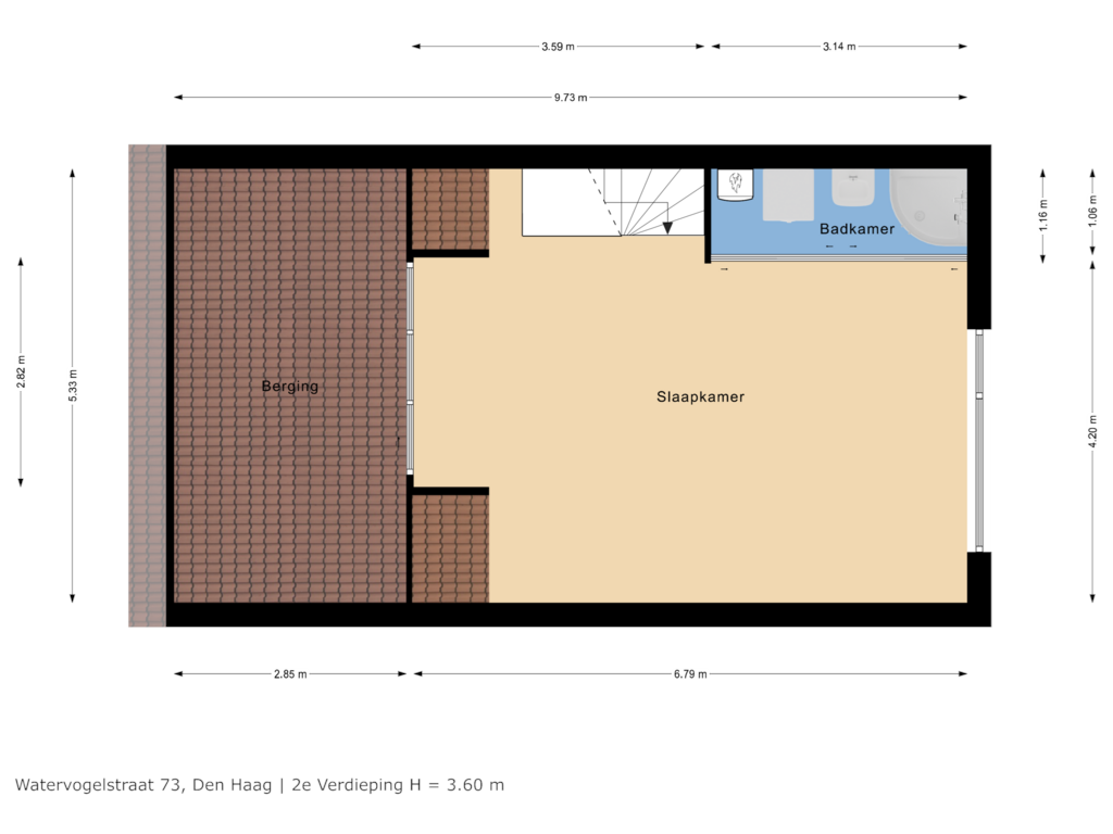 Bekijk plattegrond van 2e Verdieping van Watervogelstraat 73