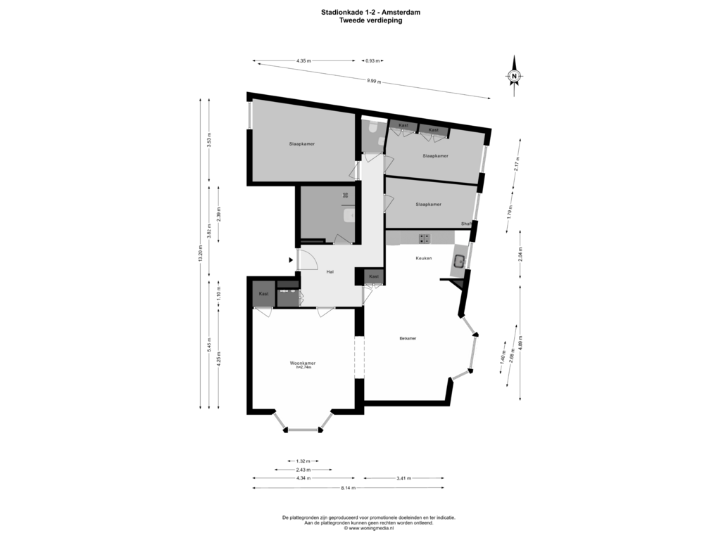 Bekijk plattegrond van 2e V van Stadionkade 1-2