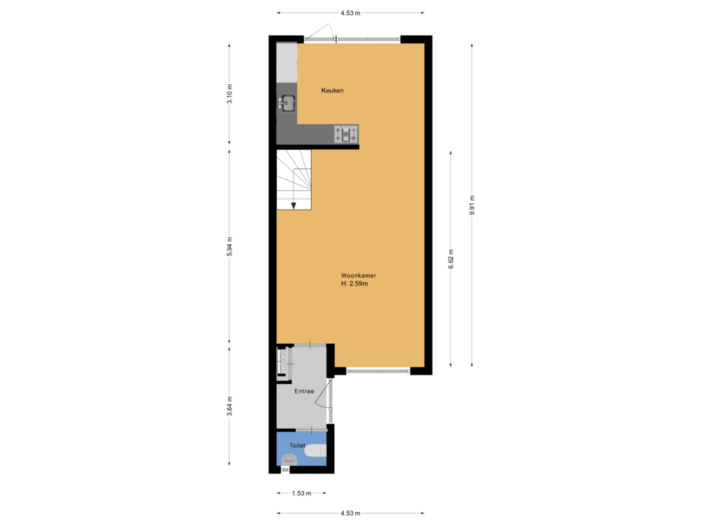 Bekijk plattegrond van Begane grond van Bernard van Beeklaan 102