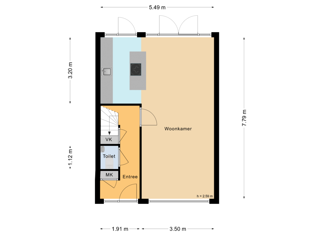 View floorplan of Begane grond of Kemphaanlaan 7