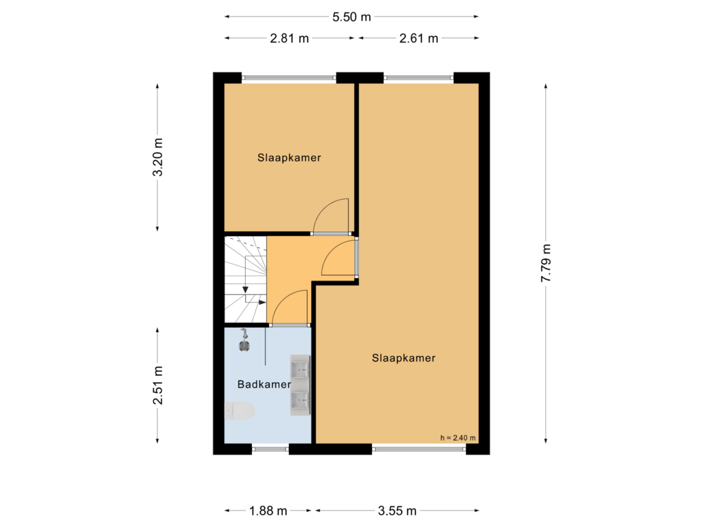 View floorplan of Eerste verdieping of Kemphaanlaan 7