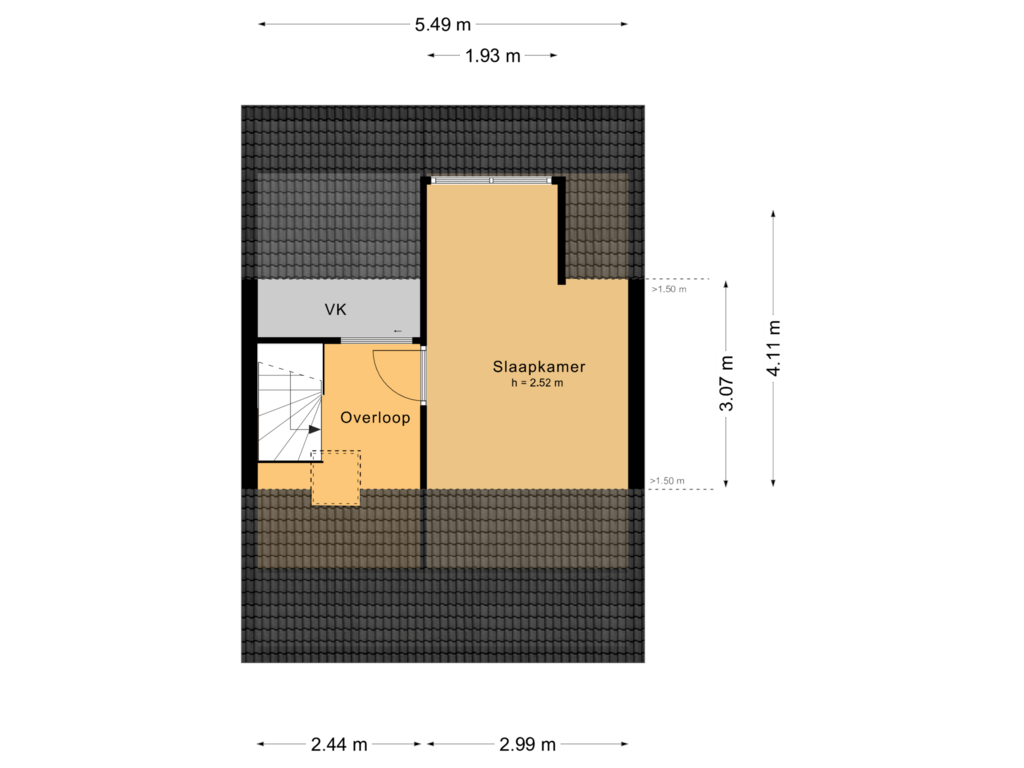 View floorplan of Tweede verdieping of Kemphaanlaan 7