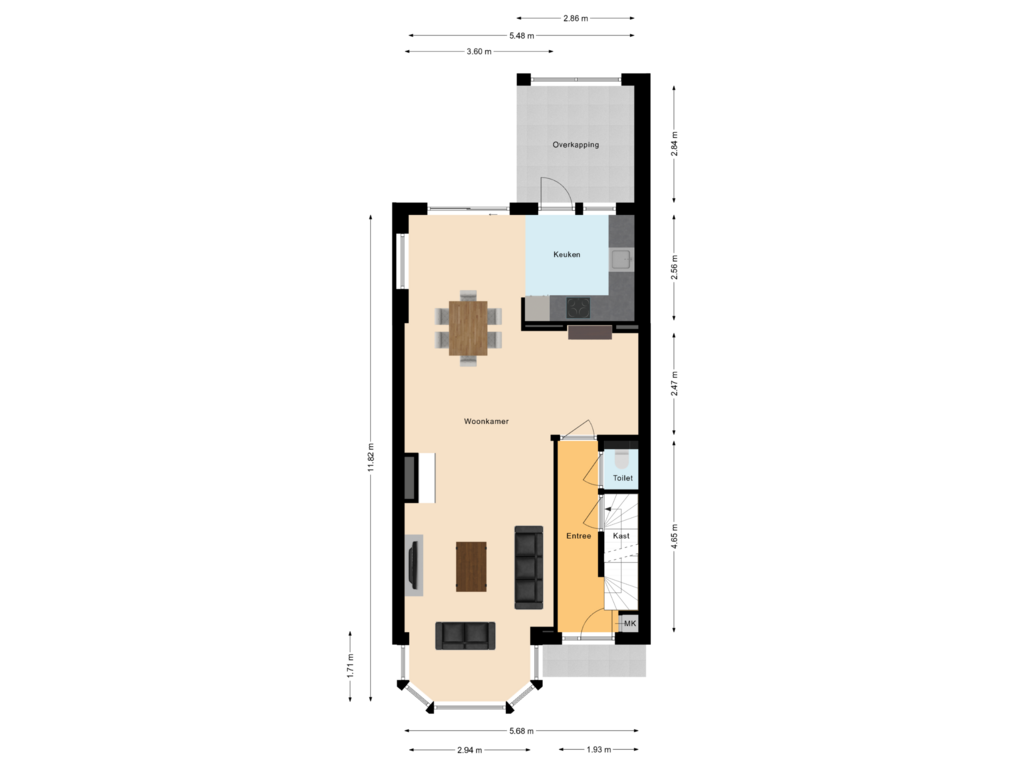 Bekijk plattegrond van Begane Grond van Wilhelminastraat 6