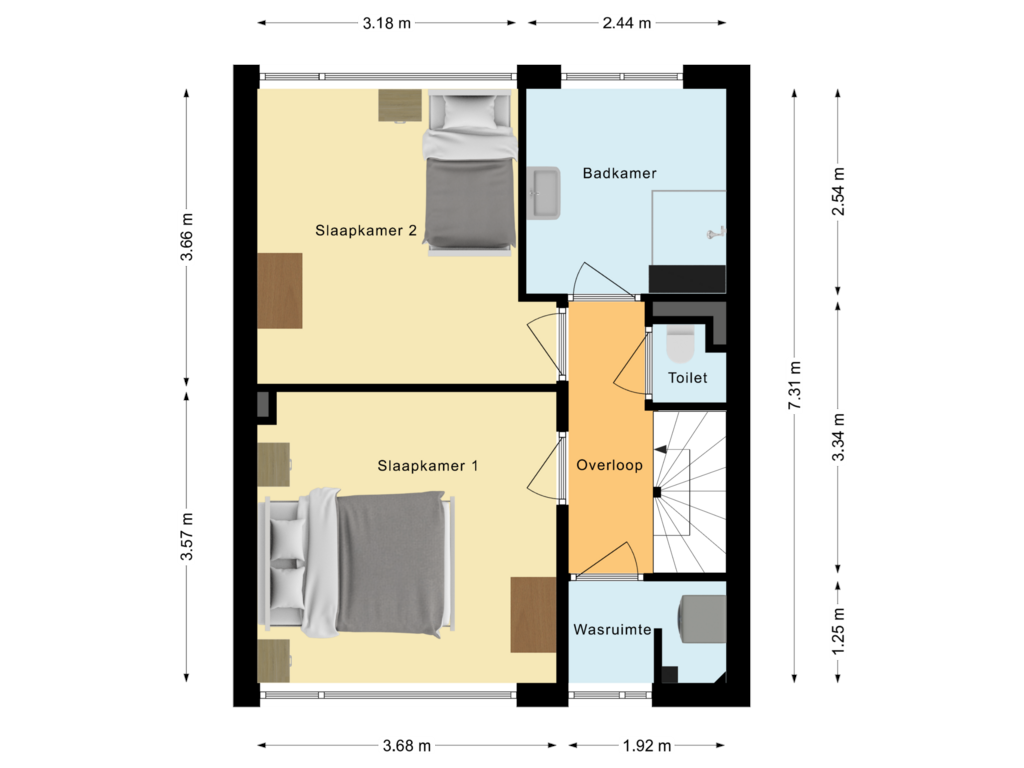 Bekijk plattegrond van Eerste Verdieping van Wilhelminastraat 6