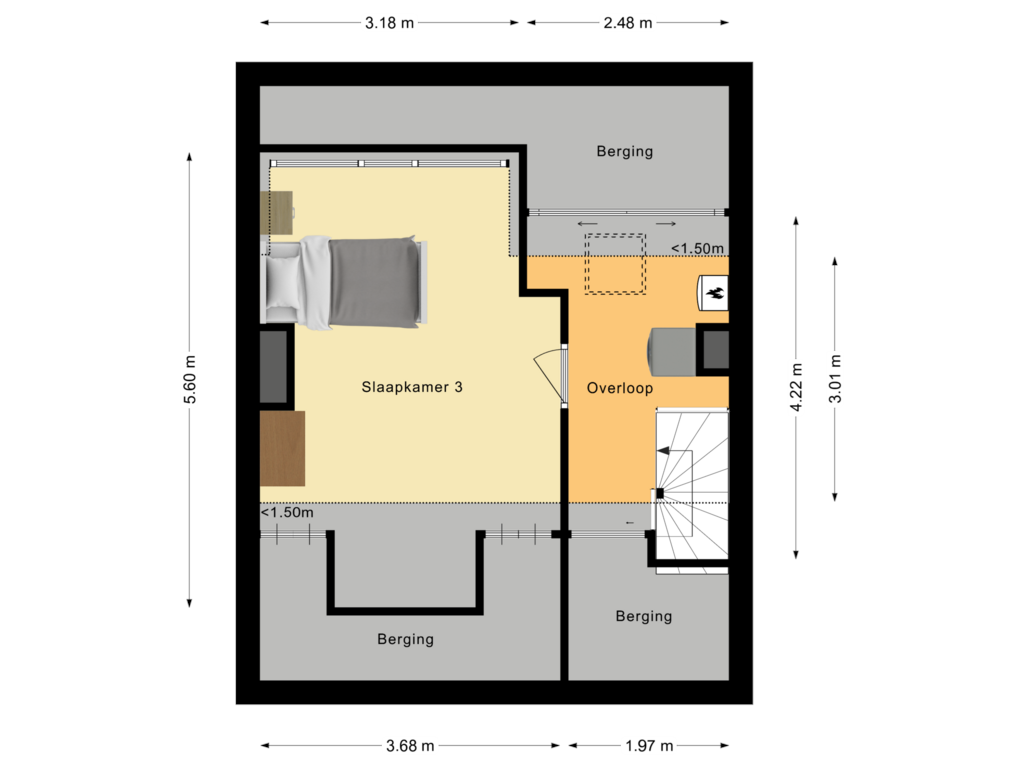 Bekijk plattegrond van Tweede Verdieping van Wilhelminastraat 6