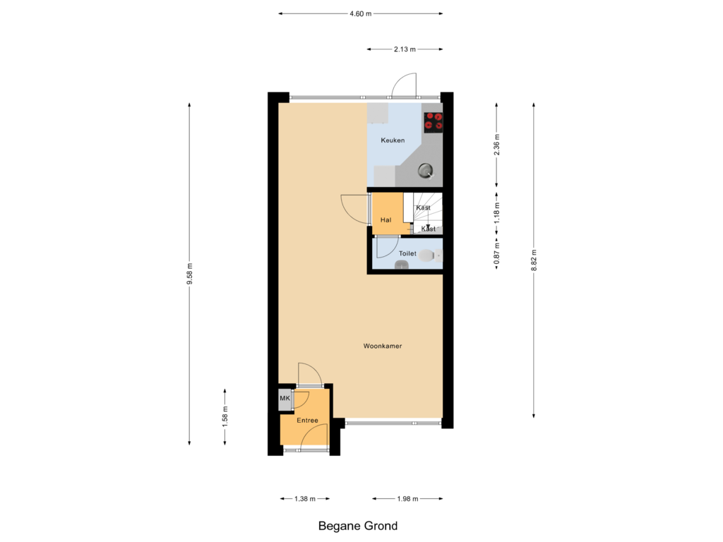 Bekijk plattegrond van Begane Grond van Brugstraat 76