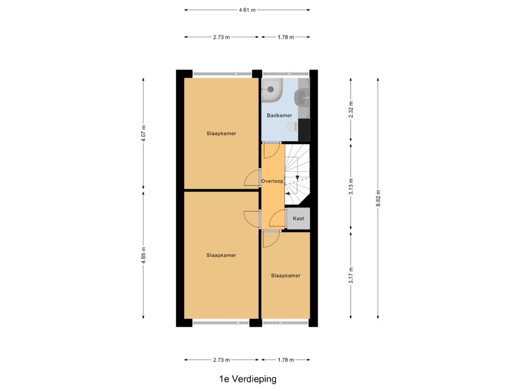 Bekijk plattegrond van 1e Verdieping van Brugstraat 76