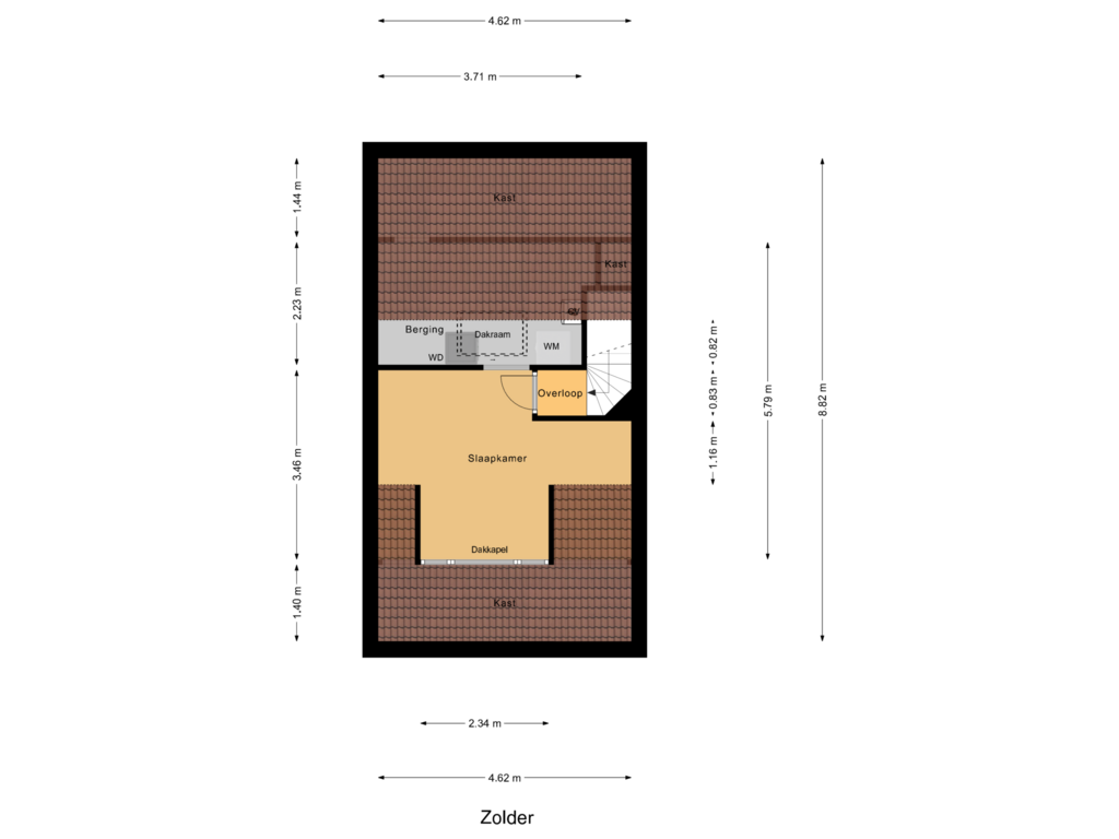 Bekijk plattegrond van Zolder van Brugstraat 76