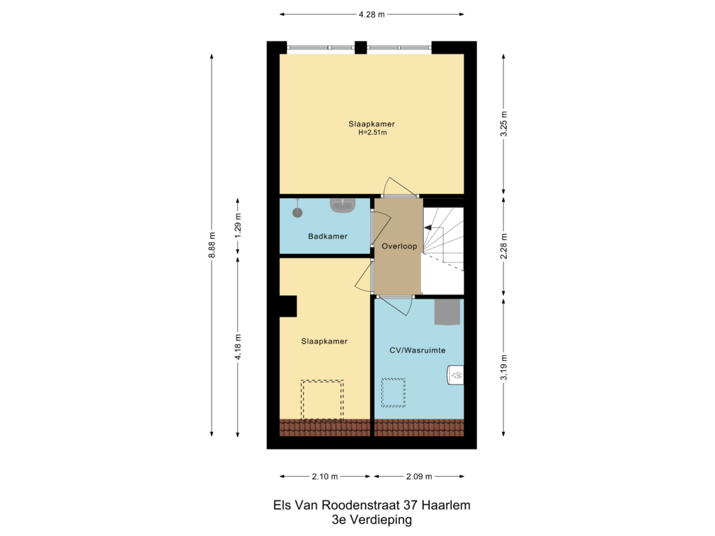 View floorplan of 3e Verdieping of Els van Roodenstraat 37