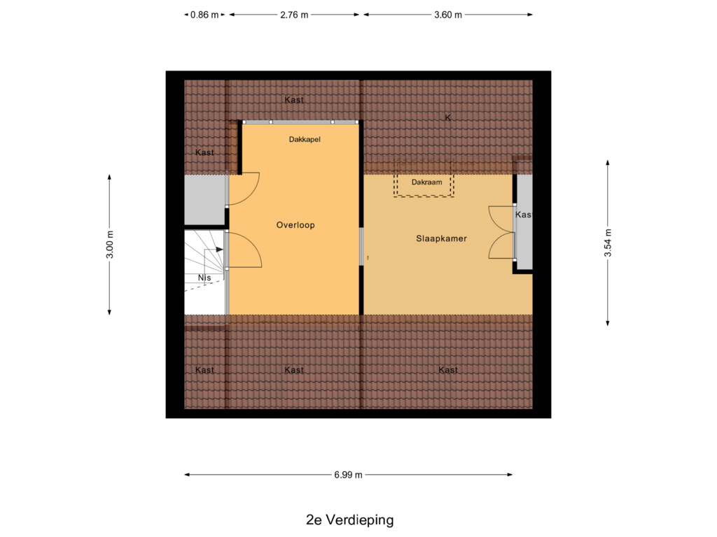 View floorplan of 2e Verdieping of St.Elisabethstraat 5