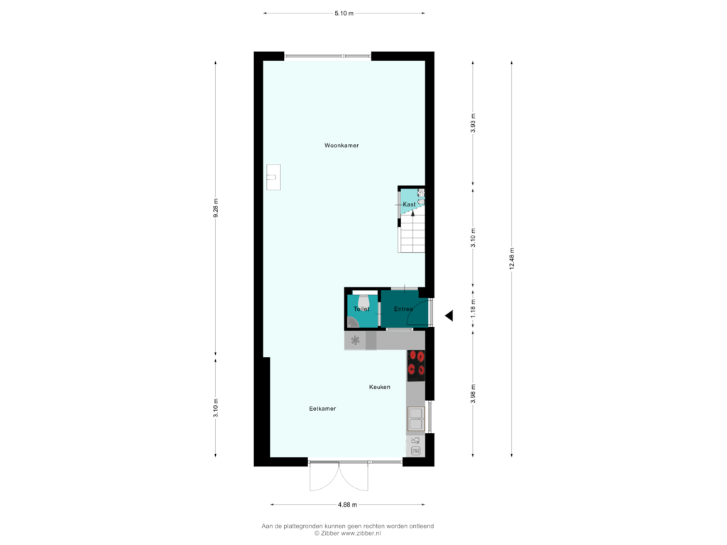 Bekijk plattegrond van Begane grond van Overtoom 20