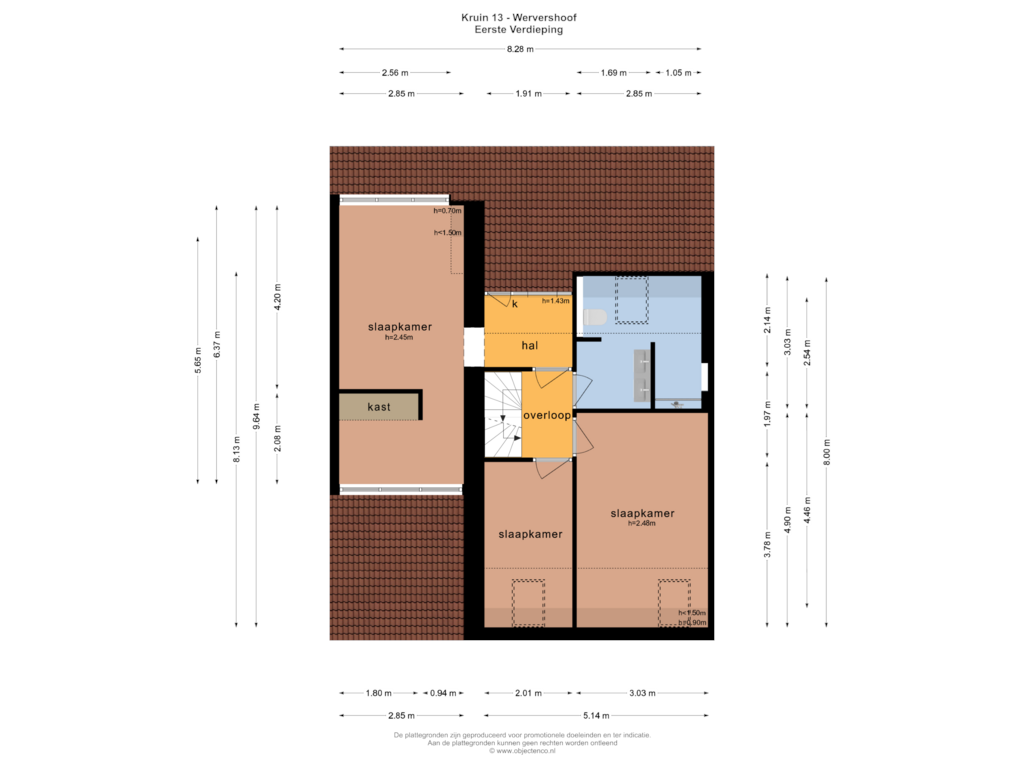 Bekijk plattegrond van EERSTE VERDIEPING van Kruin 13