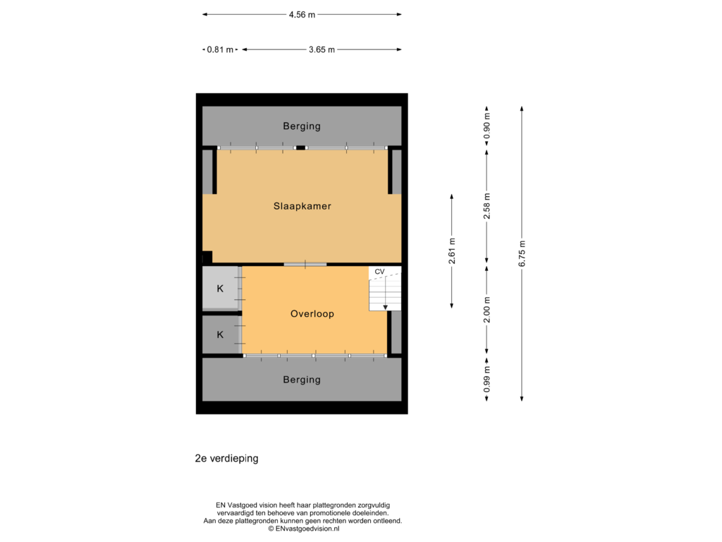 Bekijk plattegrond van 2e verdieping van Pieter Pauwstraat 78