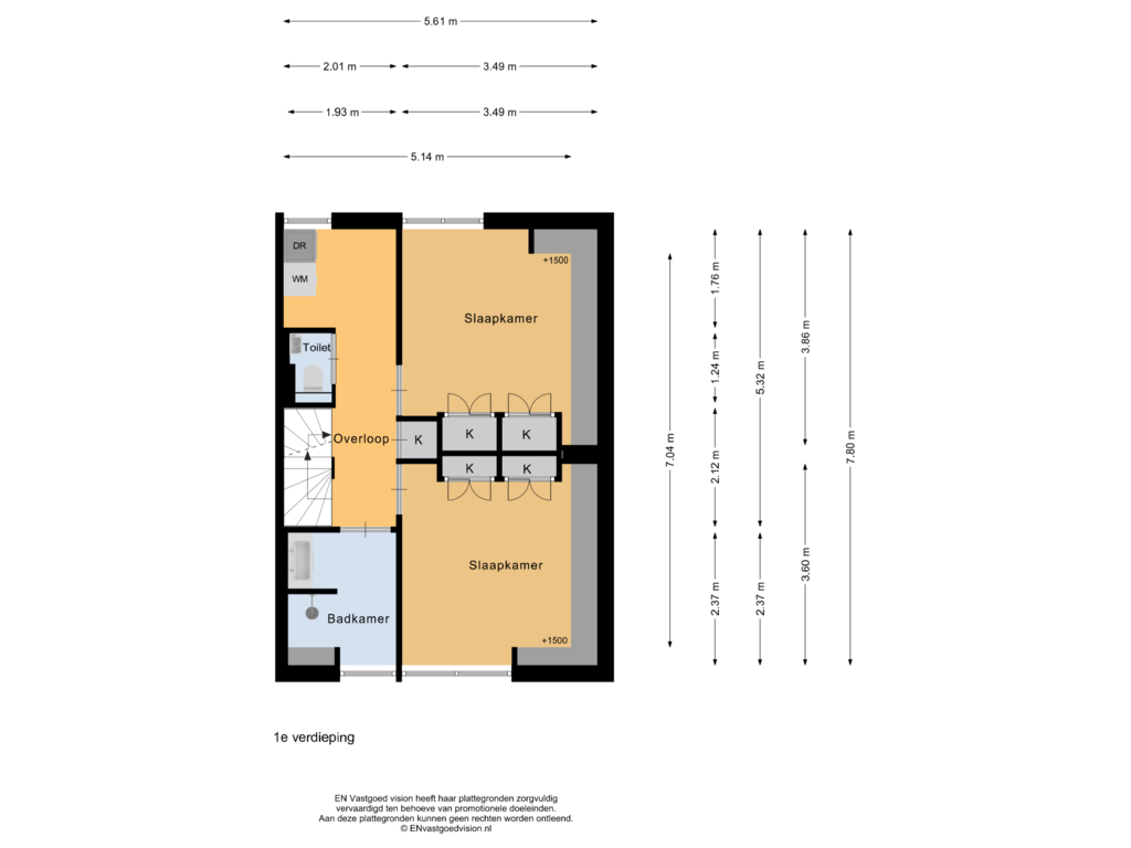 Bekijk plattegrond van 1e verdieping van Krokusstraat 48