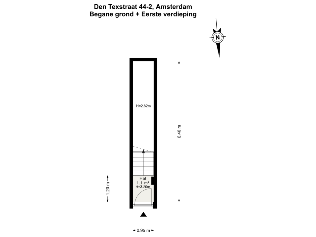 View floorplan of Begane grond + Eerste verdieping of Den Texstraat 44-2