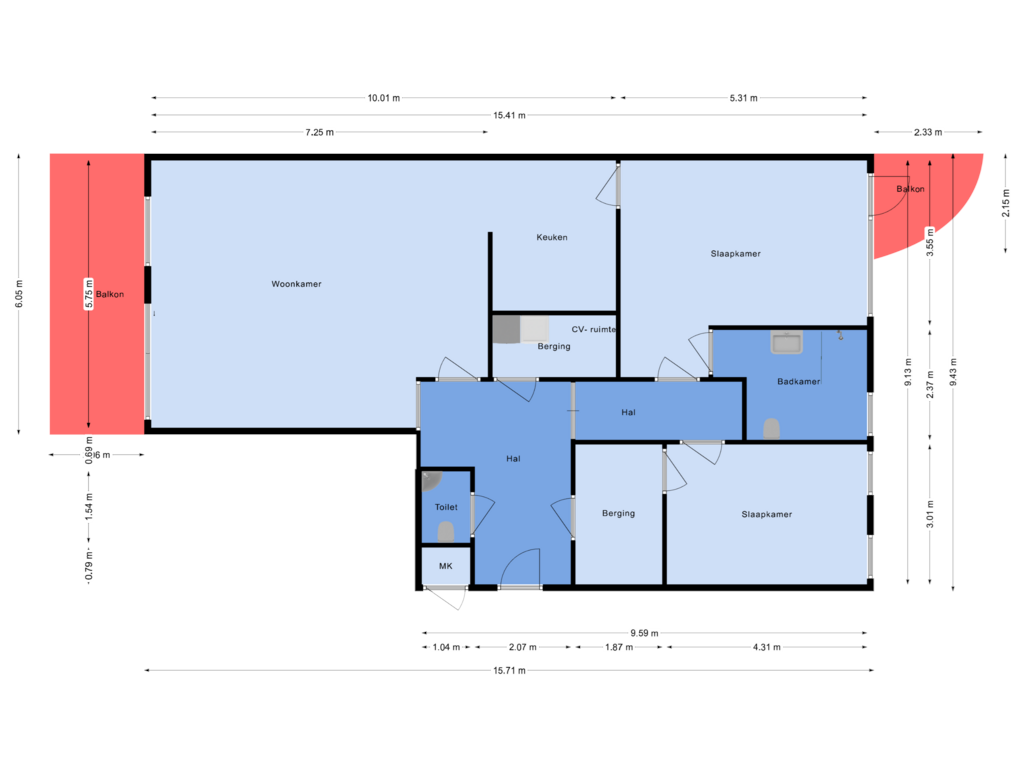 View floorplan of Begane grond of Van Someren-Downerlaan 74